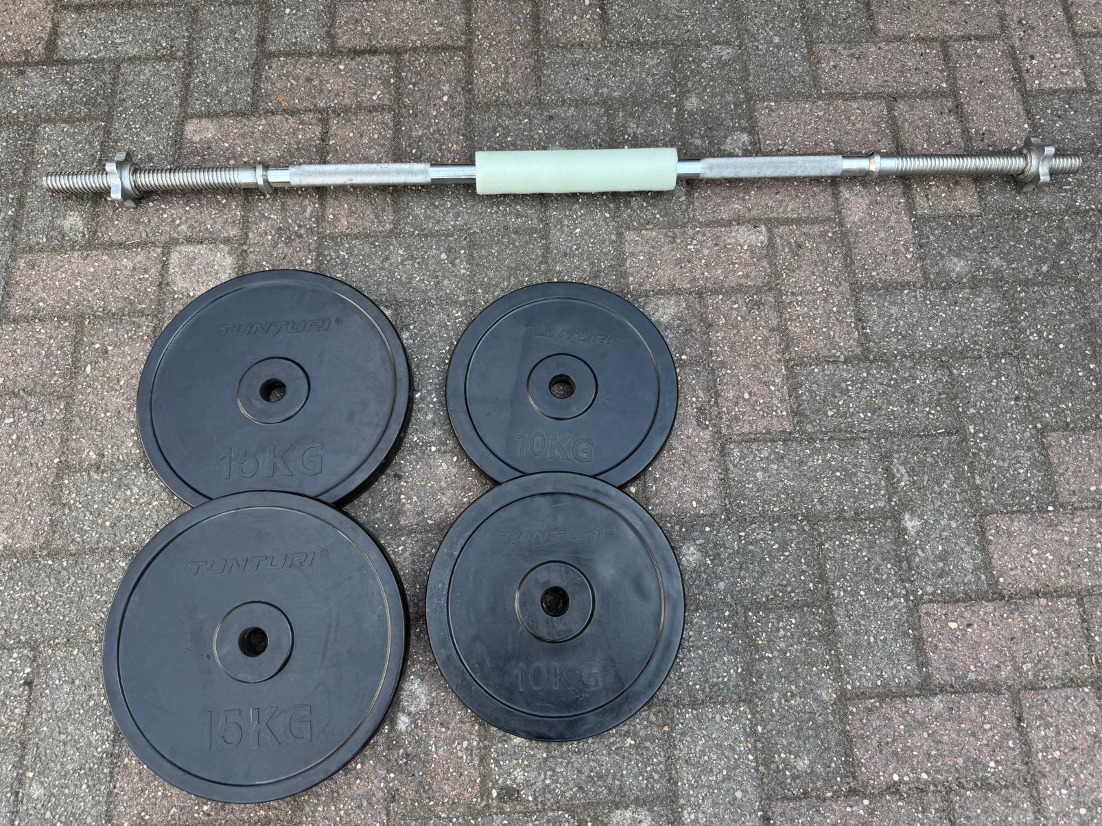 Tunturi gewichten – 1 stang + 50 kg gewichten, Sport en Fitness, Ophalen