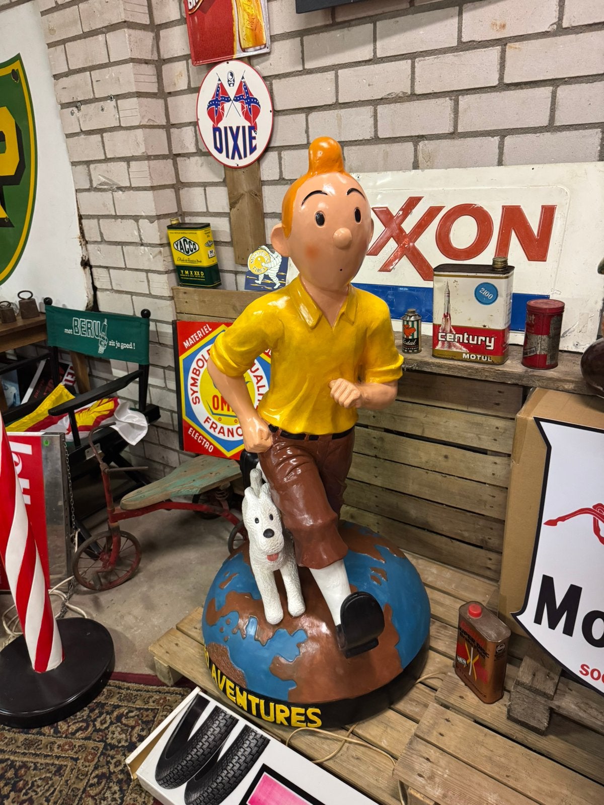 Groot Kuifje met Bobbie beeld XL, Ophalen, Gebruikt, Beeldje of Figuurtje, .