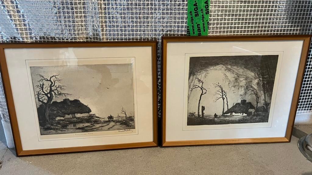 2 gravures originales Dirk Baksteen 1952, Enlèvement ou Envoi