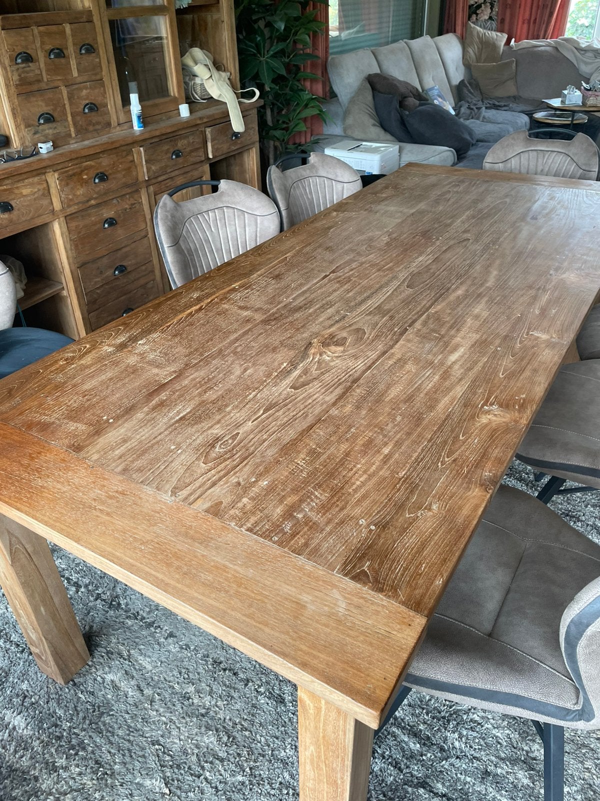 Tafel in teak, Huis en Inrichting, Tafels | Eettafels, Ophalen, Zo goed als nieuw