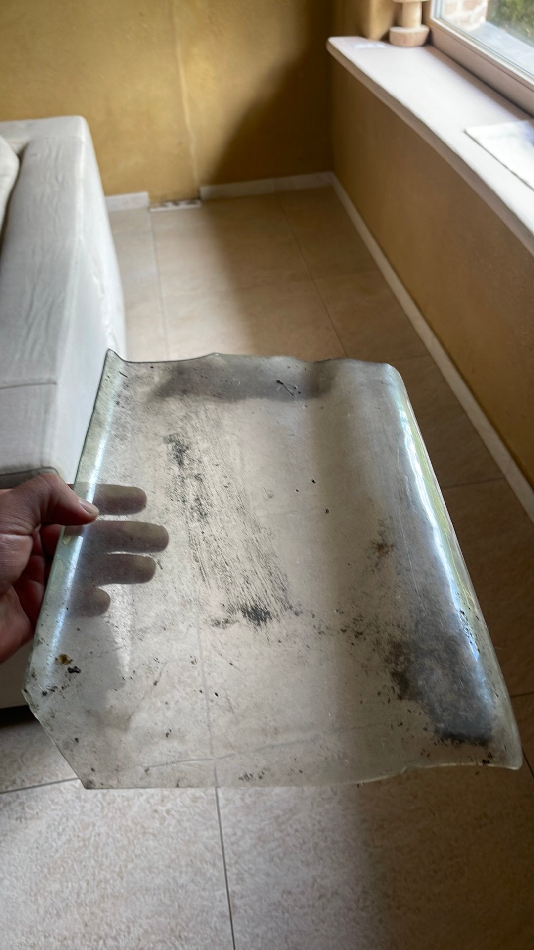 1 platte glazen pan genre hennuyeres, Enlèvement, Utilisé, Autres matériaux
