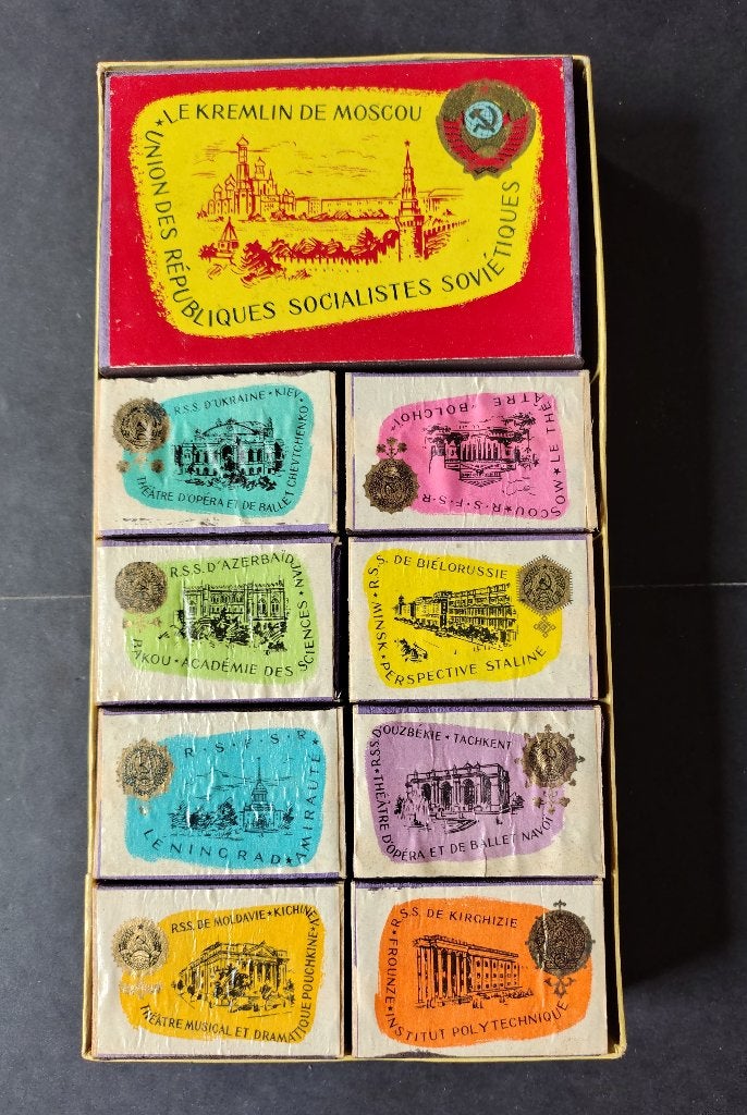 Vintage lucifersdoosjes Sovjet-Unie, Ophalen of Verzenden, Zo goed als nieuw, Luciferdoosjes of -merken