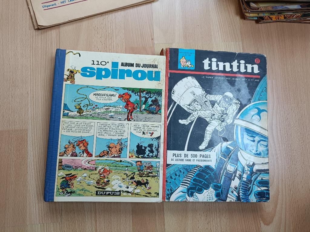 Album de compilation Tintin 1969 et  Spirou1968, Livres, Plusieurs BD, Enlèvement ou Envoi, Utilisé, Herge