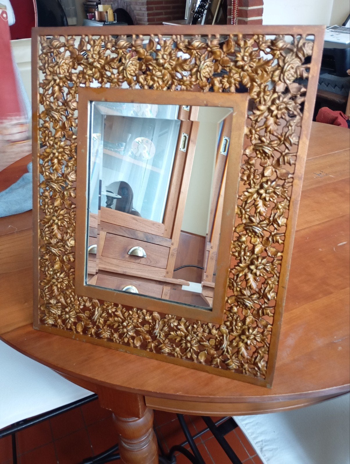 Miroir antique B&H, Antiquités & Art, Enlèvement ou Envoi, Rectangulaire, Moins de 50 cm, Moins de 100 cm
