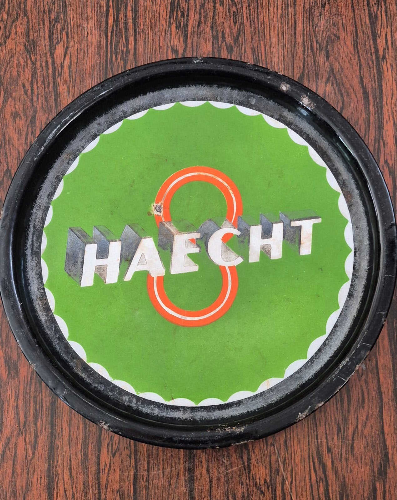 Haecht emaille bierplateau, Verzamelen, Ophalen of Verzenden, Gebruikt, Gebruiksvoorwerp