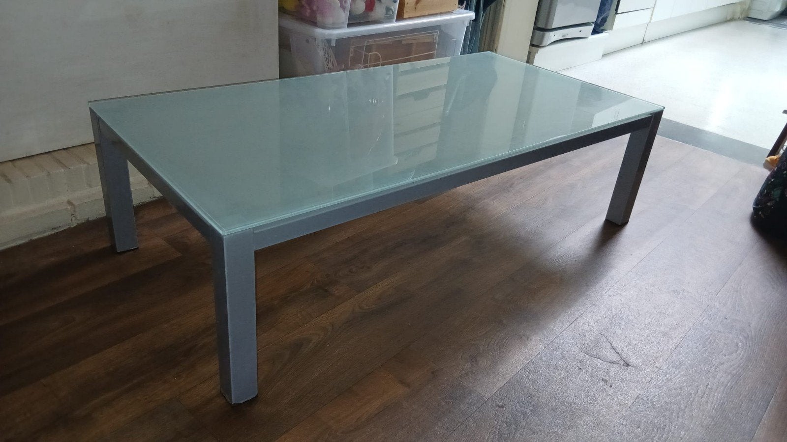 Salon tafel,  metaal + glasblad, 100 à 150 cm, Enlèvement, Utilisé, 50 à 100 cm