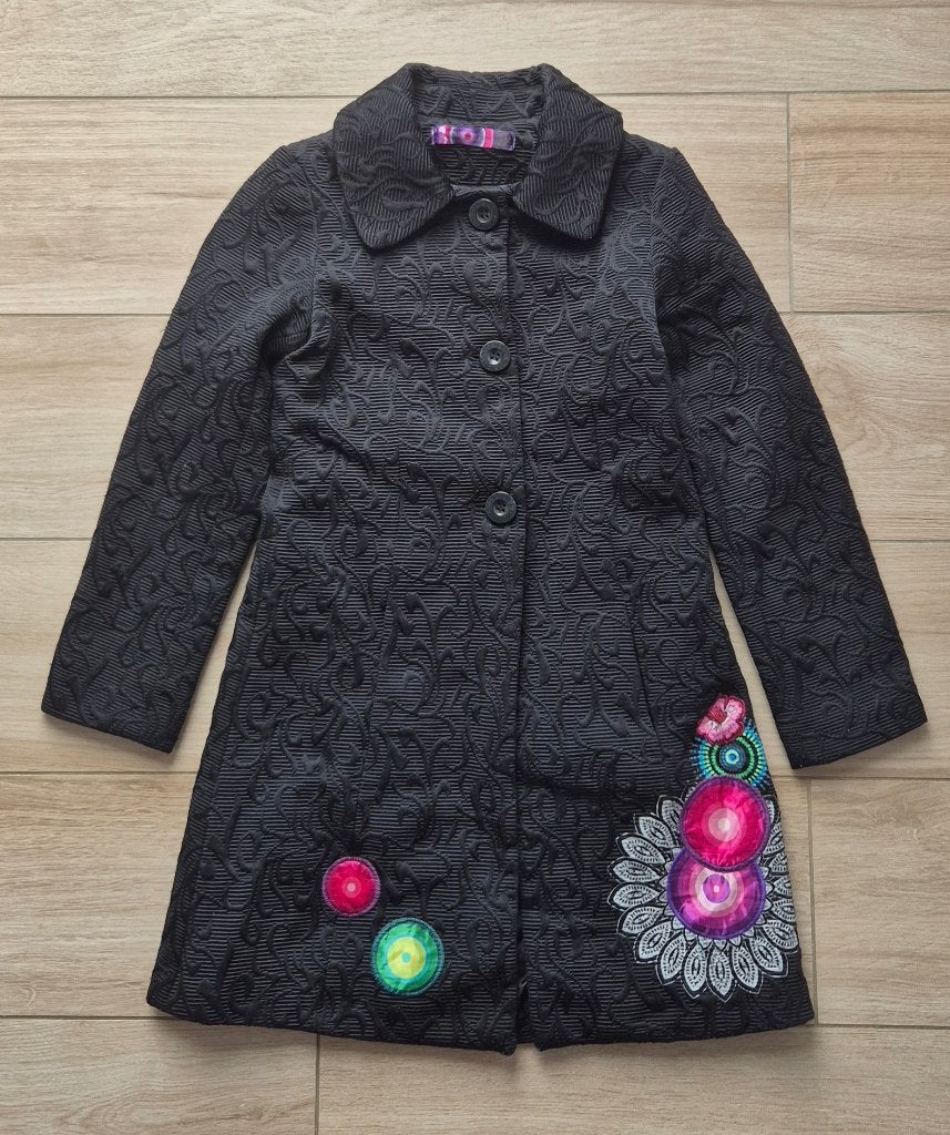 Desigual winterjas meisjes 12 jaar zwart bloem & feestelijk, Kinderen en Baby's, Desigual, Meisje, Ophalen of Verzenden, Zo goed als nieuw
