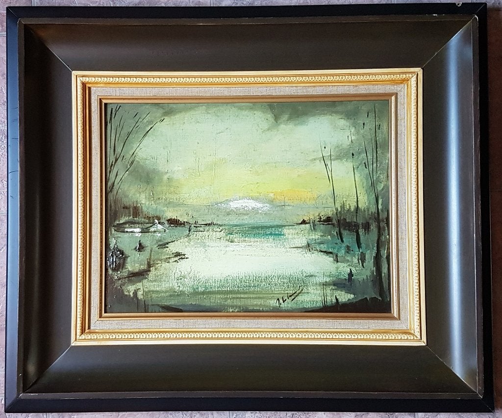 schilderij, Paysage, Enlèvement, Signé, Peinture à l'huile