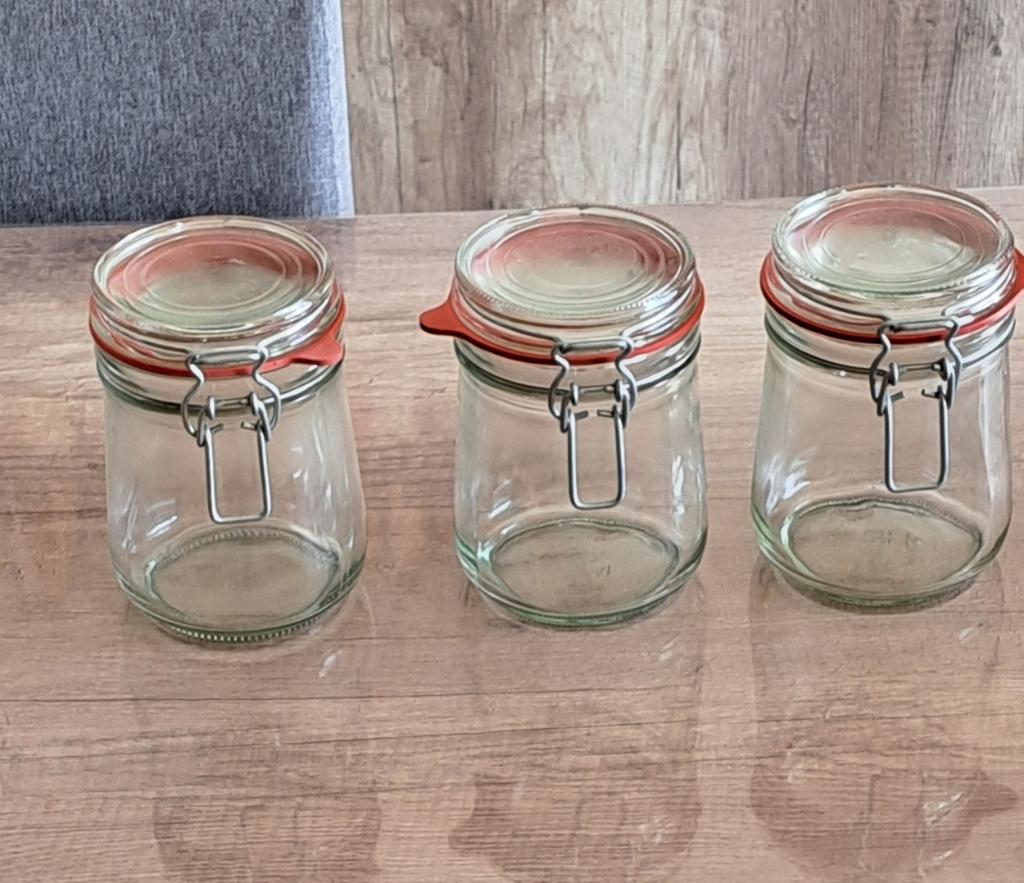 inmaak potten 3 stuks, Huis en Inrichting, Keuken | Potten en Pannen, Ophalen, Zo goed als nieuw, Glas, Pot, Bus of Blik