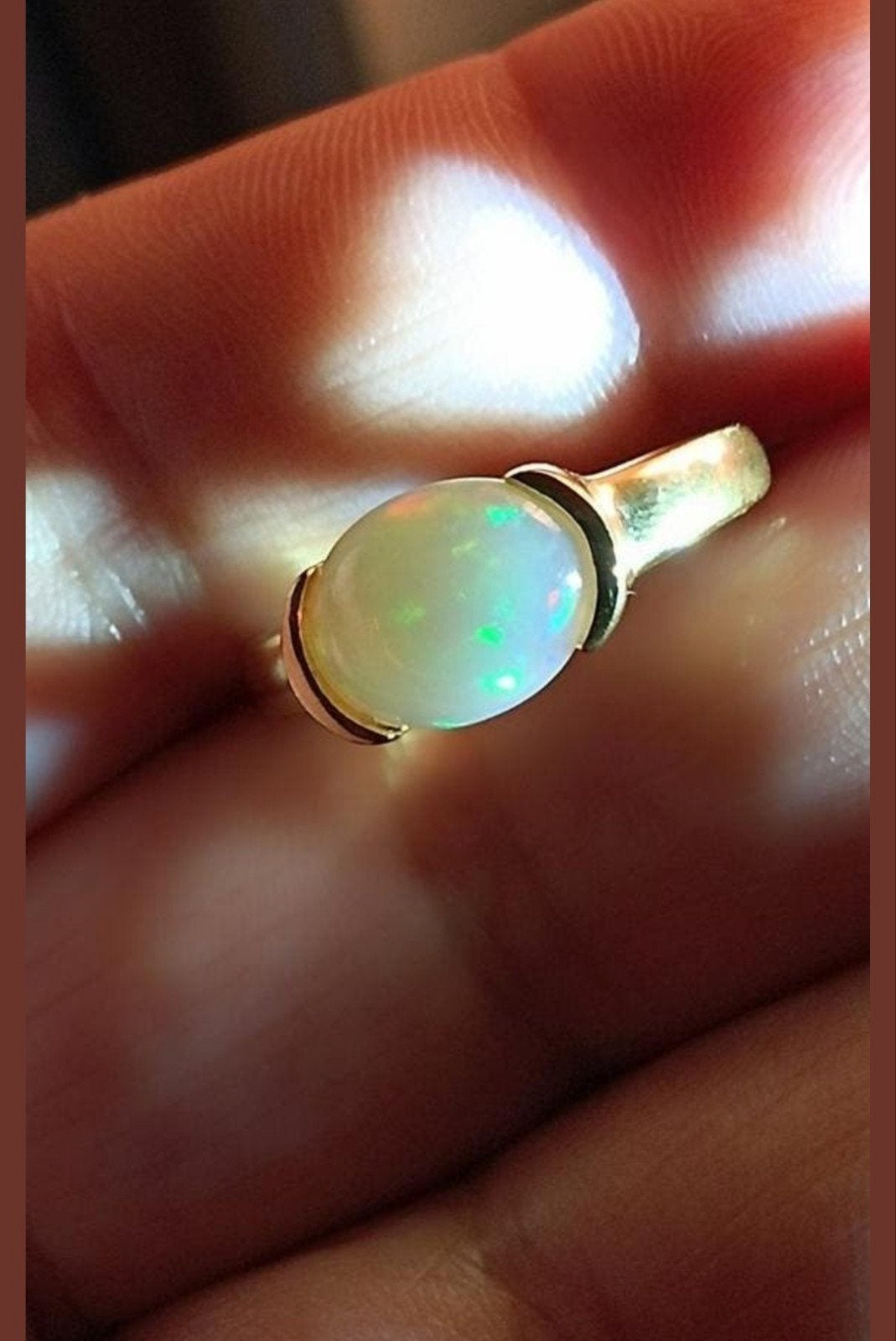 Bague en argent massif plaqué or avec opale naturelle, Neuf, Or, Enlèvement, Argent