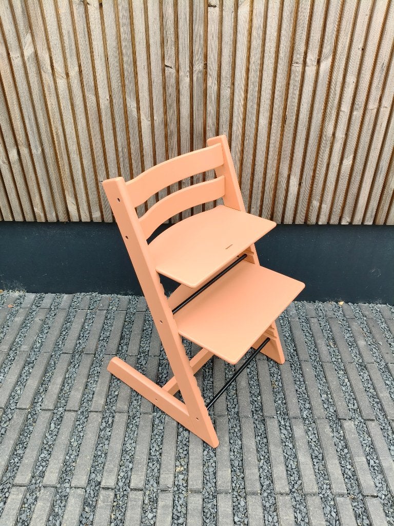 Meegroeistoel Tripp Trapp Stokke zalmkleur, Enlèvement, Utilisé, Chaise évolutive