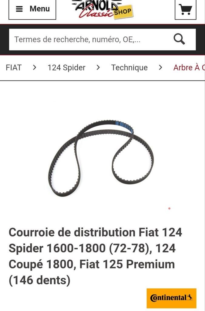 Courroie distribution Fiat spider 124