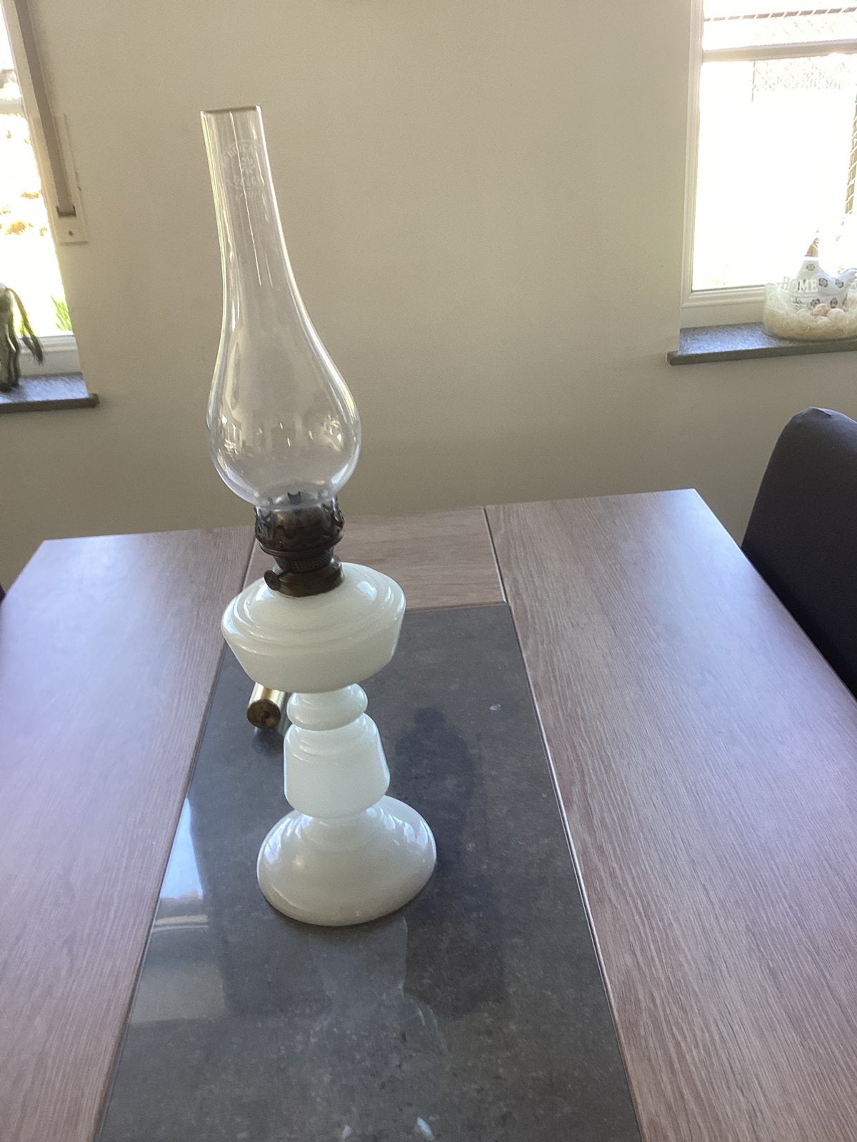 Oude olielamp, Maison & Meubles, Accessoires pour la Maison | Vases, Enlèvement, Comme neuf, Blanc, Verre