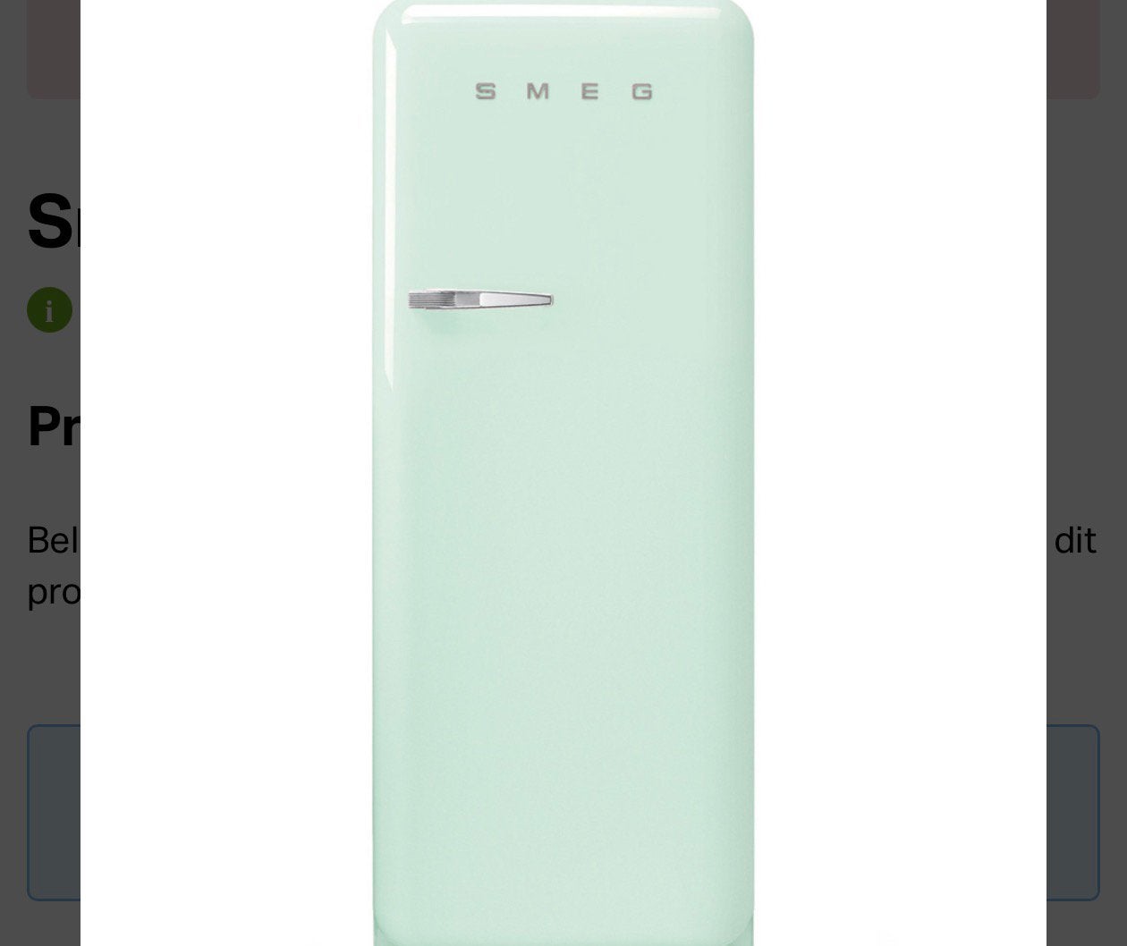 Smeg koelkast pastelgroen met vriesvak (nog verpakt in doos), Ophalen, 200 liter of meer, 60 cm of meer, Nieuw