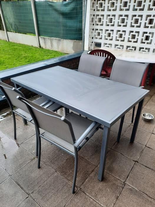 table et 4 chaises de jardin comme neuf, Jardin & Terrasse, Chaise, Comme neuf, Sets de jardin, Enlèvement