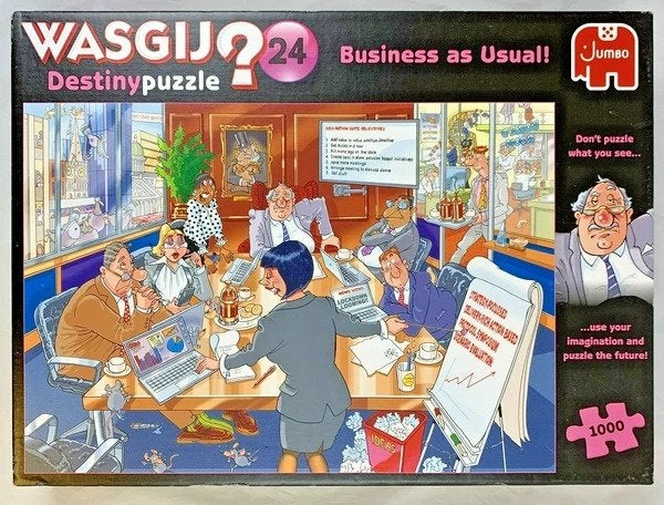 Jumbo Wasgij Destiny 24 Puzzel 1000 st. Business as Usual, Hobby en Vrije tijd, Verzenden, 500 t/m 1500 stukjes, Zo goed als nieuw