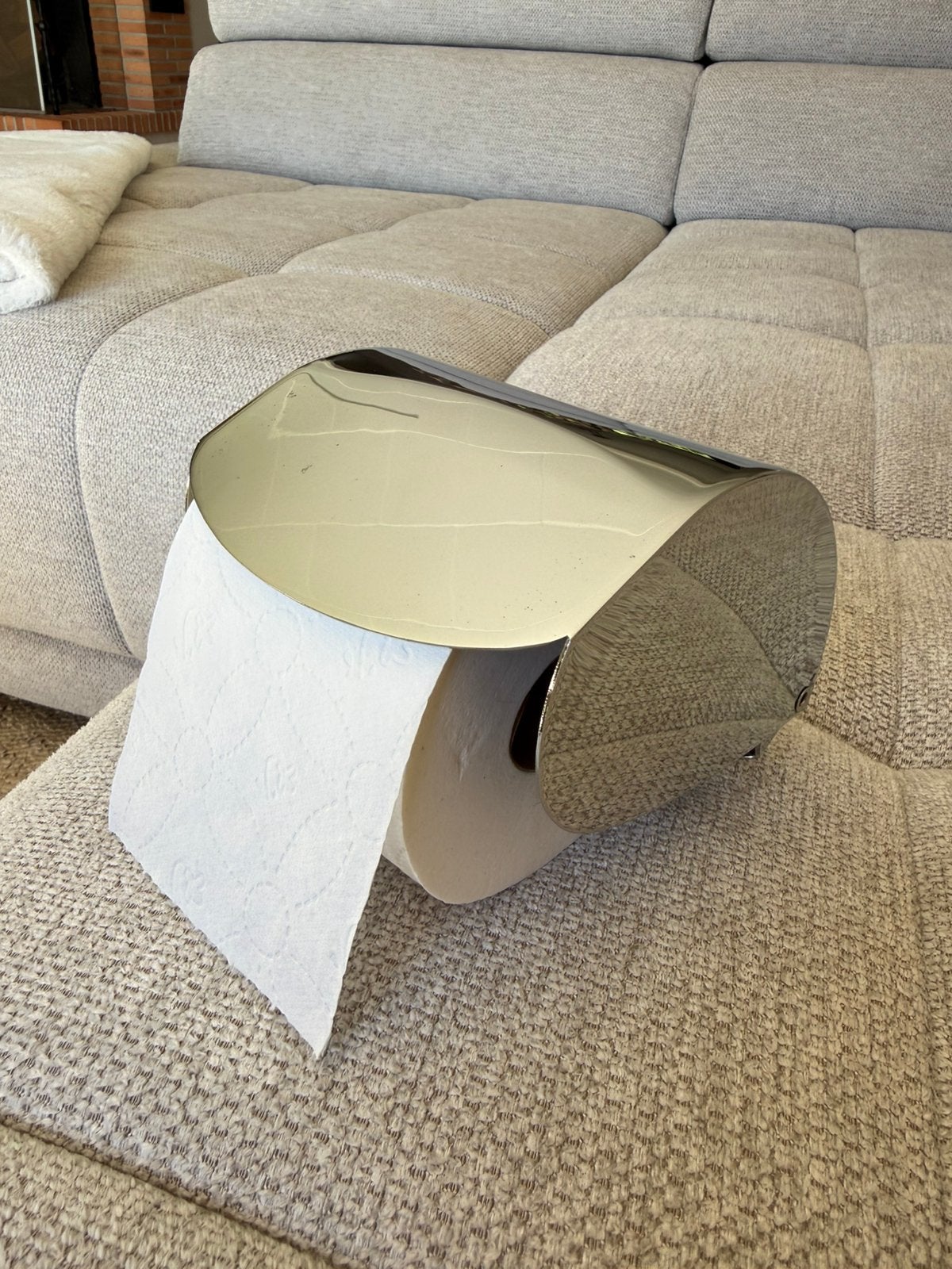 Dérouleur porte papier vintage chromé, Maison & Meubles, Enlèvement, Utilisé, Argenté, Accessoire de toilettes
