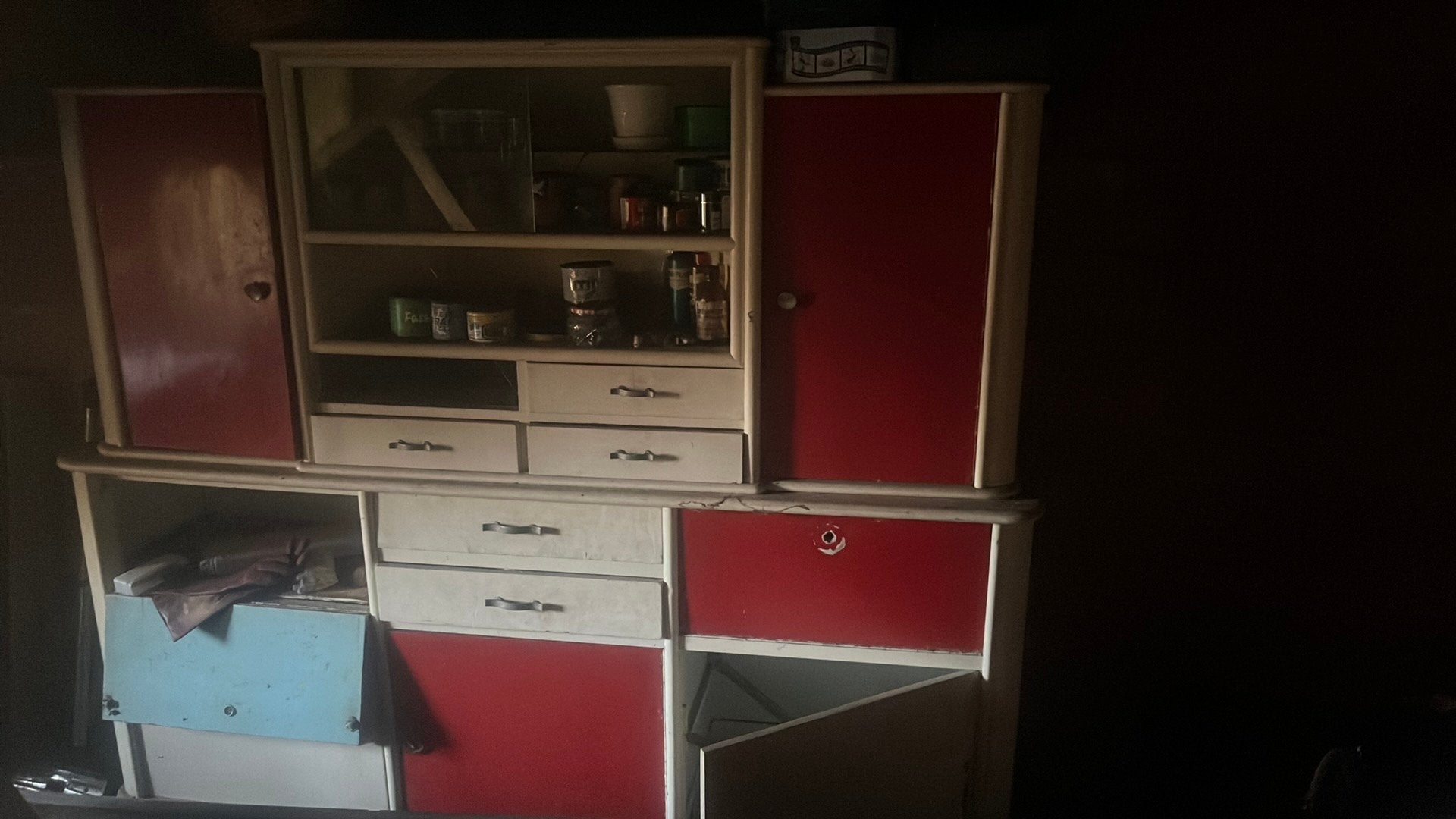 Kast retro, Huis en Inrichting, Ophalen, Gebruikt, 200 cm of meer, Met lade(s)