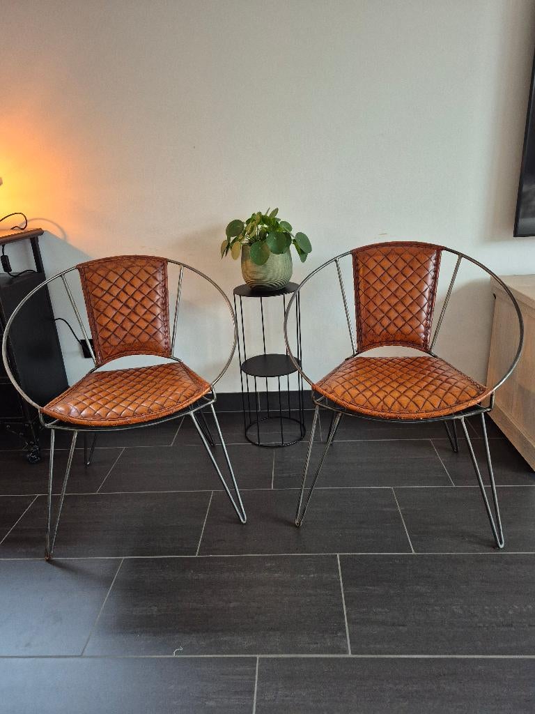 Stoelen, Huis en Inrichting, Stoelen, Ophalen, Twee, Bruin, Leer