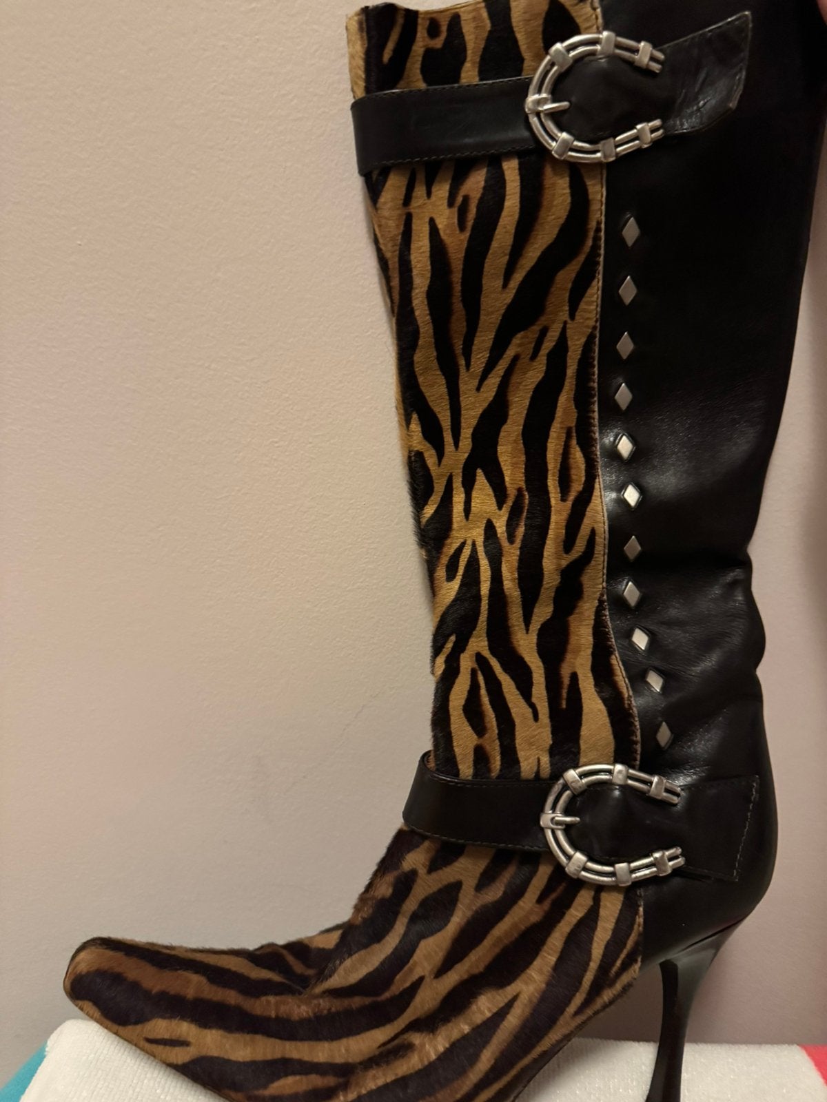 Design, vintage ledere print, maat 38, Kleding | Dames, Schoenen, Ophalen of Verzenden, Zo goed als nieuw
