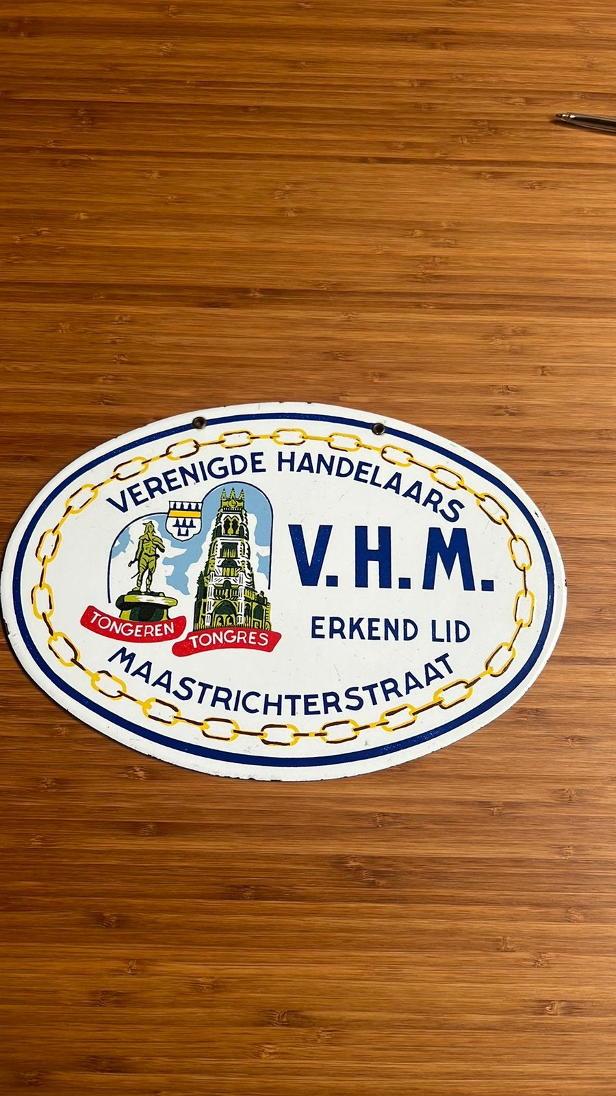 Emaille deurpostje V.H.M. Tongeren, Ophalen of Verzenden