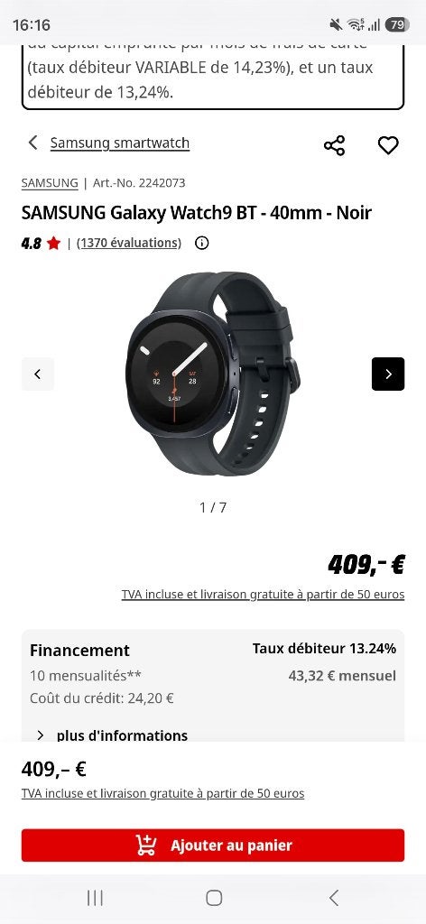 Samsung galaxy watch 9, Enlèvement ou Envoi, Neuf, Autres types, Samsung