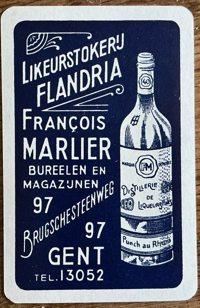 Speelkaart LIKEURSTOKERIJ FLANDRIA/GENT, Verzamelen, Ophalen of Verzenden, Zo goed als nieuw, Speelkaart(en)
