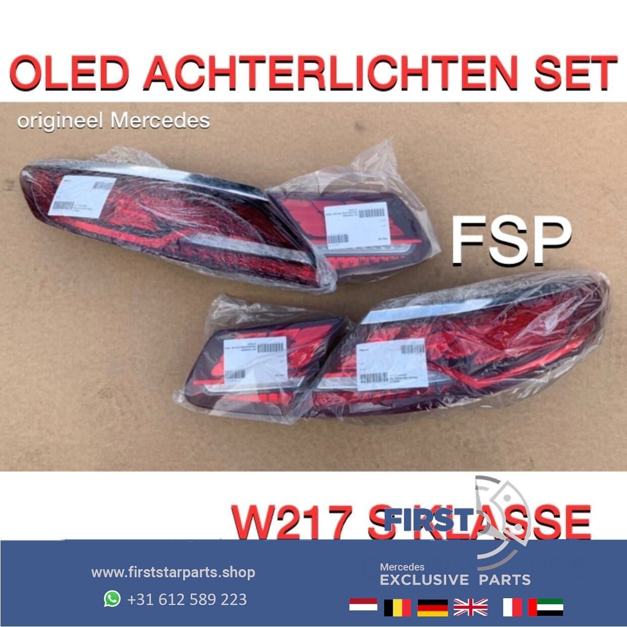W217 C217 S63 AMG OLED ACHTERLICHTEN SET S KLASSE ORIGINEEL, Gebruikt, -, Ophalen of Verzenden, -