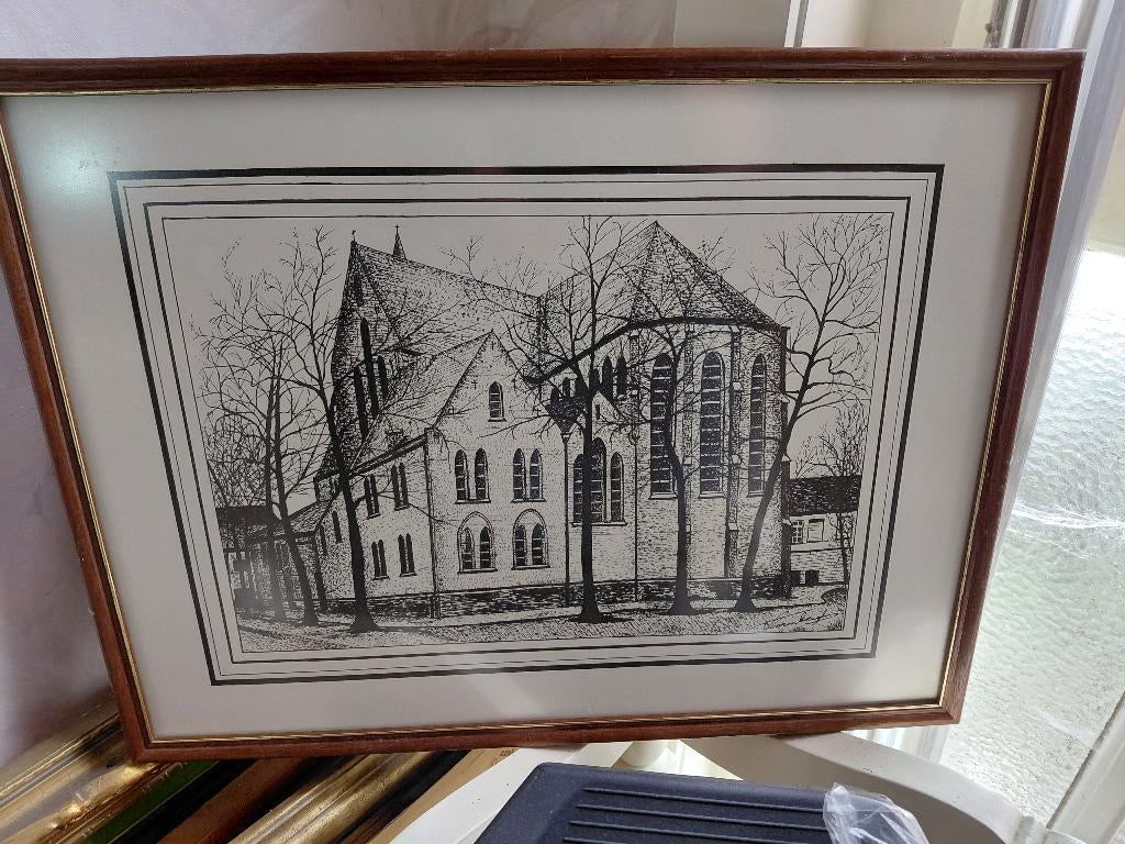 Kader met kerk gent ? Sint Macharius? Van Vaerenbergh, Antiek en Kunst, Ophalen