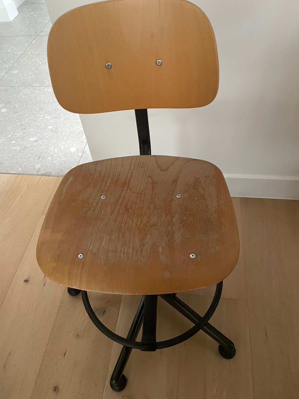 Originele vintage architecten-stoel., Ophalen, Gebruikt, Beige, Bureaukruk