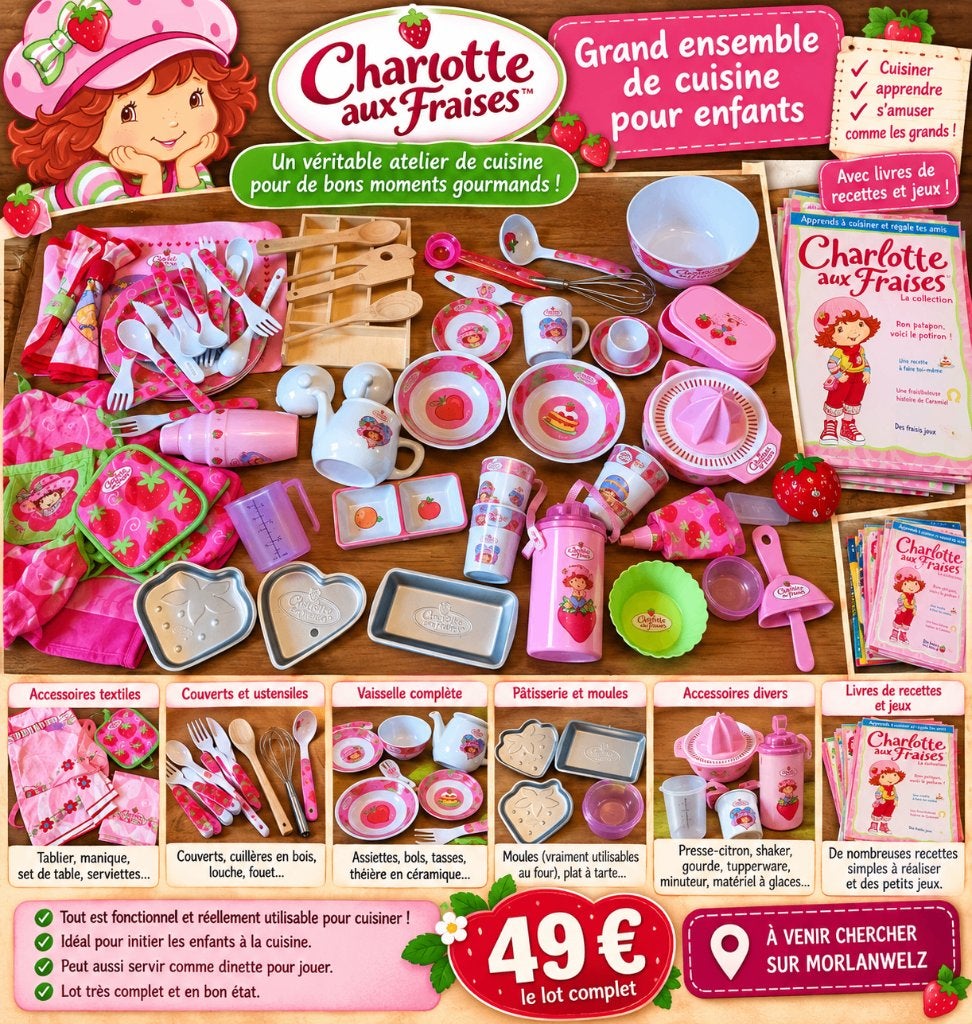 Lot complet Dinette enfant Charlotte aux fraises, Enlèvement, Comme neuf, Matériaux autres, Jouer à la cuisine