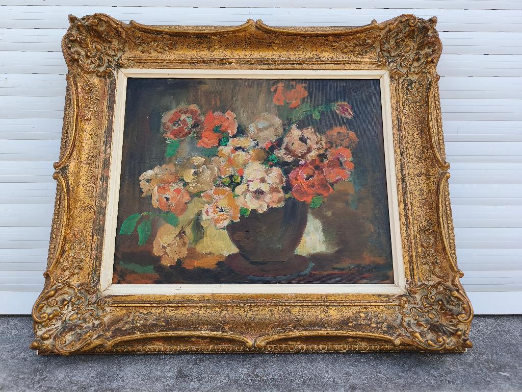 huile sur toile fleurs signe g germaux, Enlèvement ou Envoi