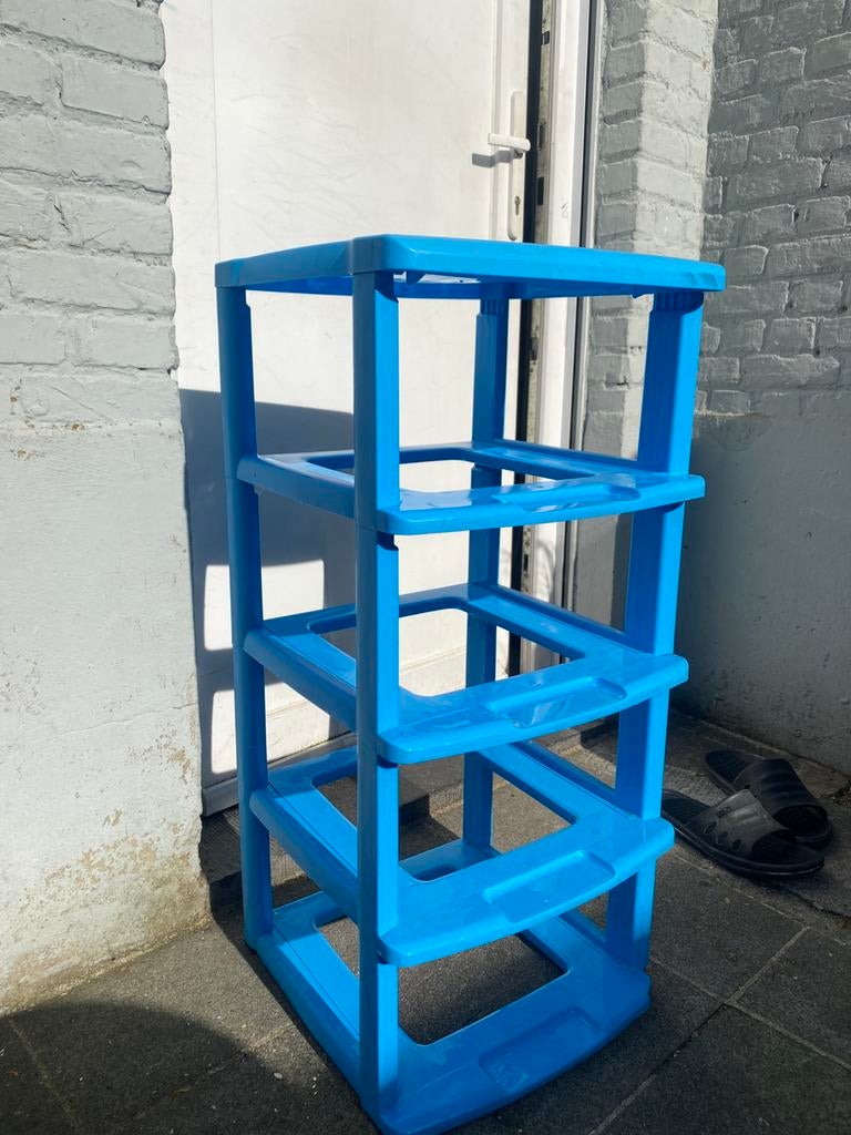 Blauwe kunststof ladekast / opbergtoren (4 lades), Minder dan 60 liter, Ophalen, Zo goed als nieuw, Overige typen