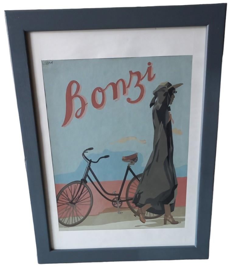 Jaak Neve "dame met fiets"., Ophalen of Verzenden