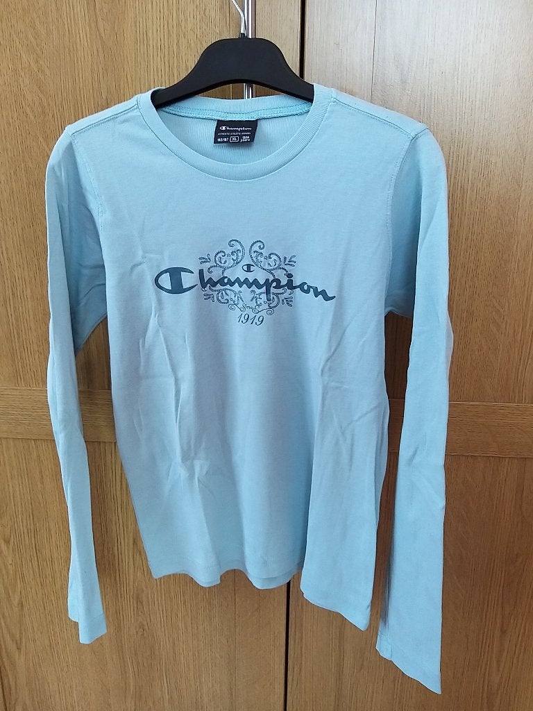Champion pull longues manches bleu clair sport très bon état, Enlèvement ou Envoi, Bleu, Autres types, Taille 34 (XS) ou plus petite