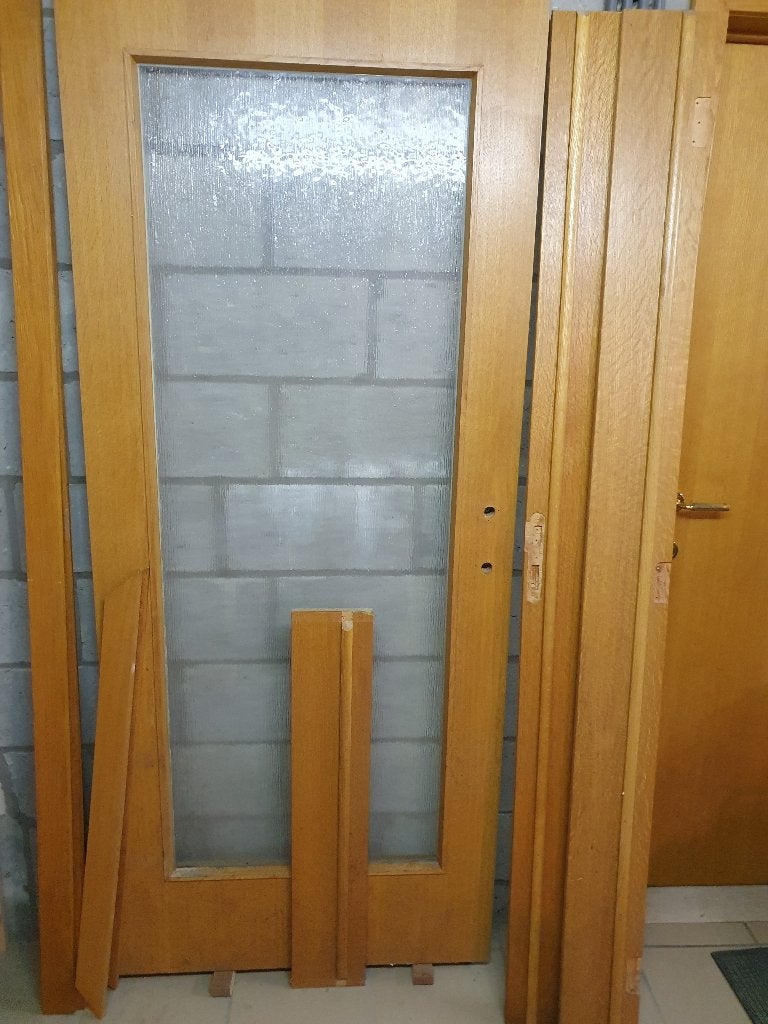 Houten deur met glas, Doe-het-zelf en Bouw, Deuren en Vliegenramen, Ophalen, 80 tot 100 cm, Binnendeur, Minder dan 200 cm