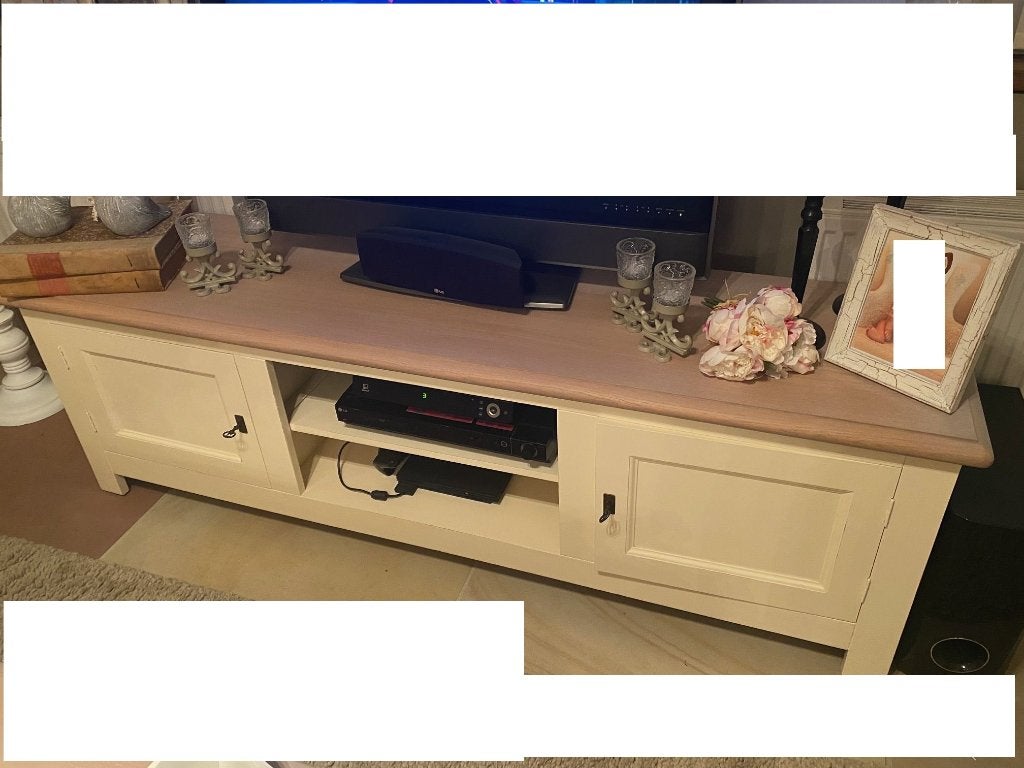 Eiken TV-meubel  met eiken blad, Flamant, Zo goed als nieuw, 75 cm of meer, Rechthoekig