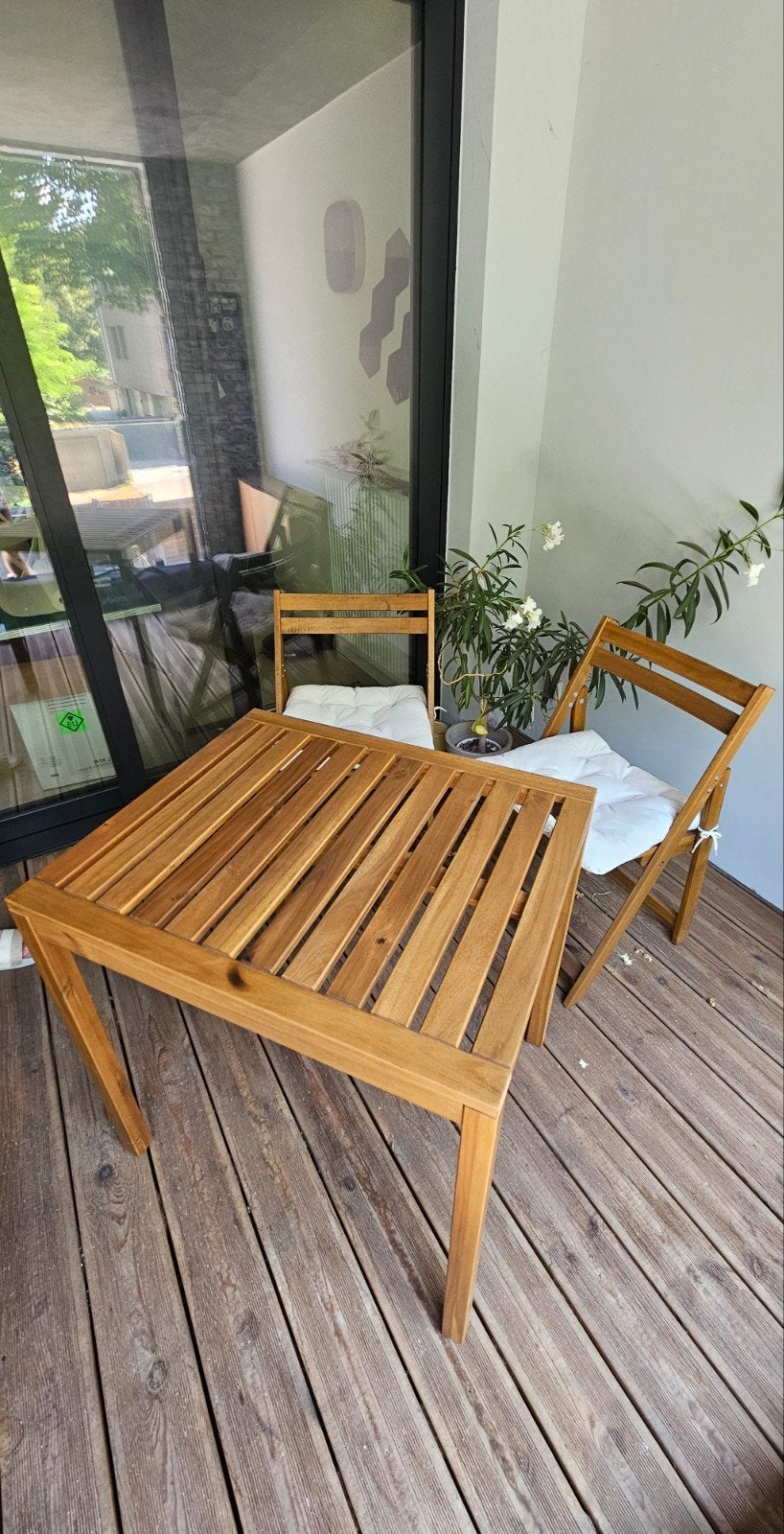 IKEA tuinset  - tafel + 2 stoelen met zitkussens, Enlèvement, Salons de jardin