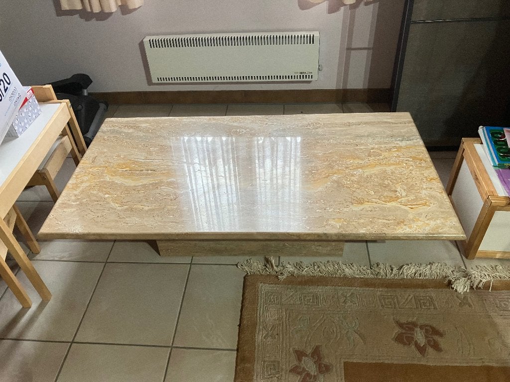 Marmeren salon- en bijzettafel, Ophalen, Klassiek, Zo goed als nieuw, 75 cm of meer