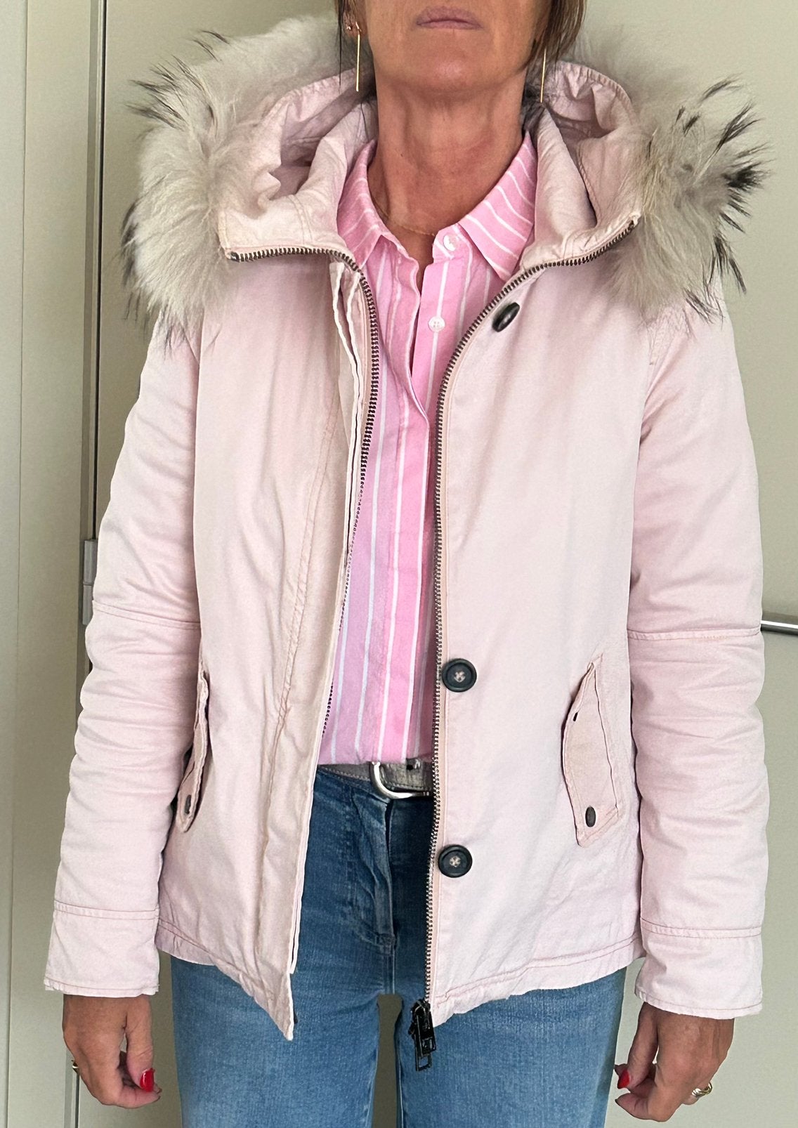 Lichtroze winterjas Oakwood mt xs(tailleert 36/38), Kleding | Dames, Ophalen of Verzenden, Gedragen, Maat 34 (XS) of kleiner, Roze