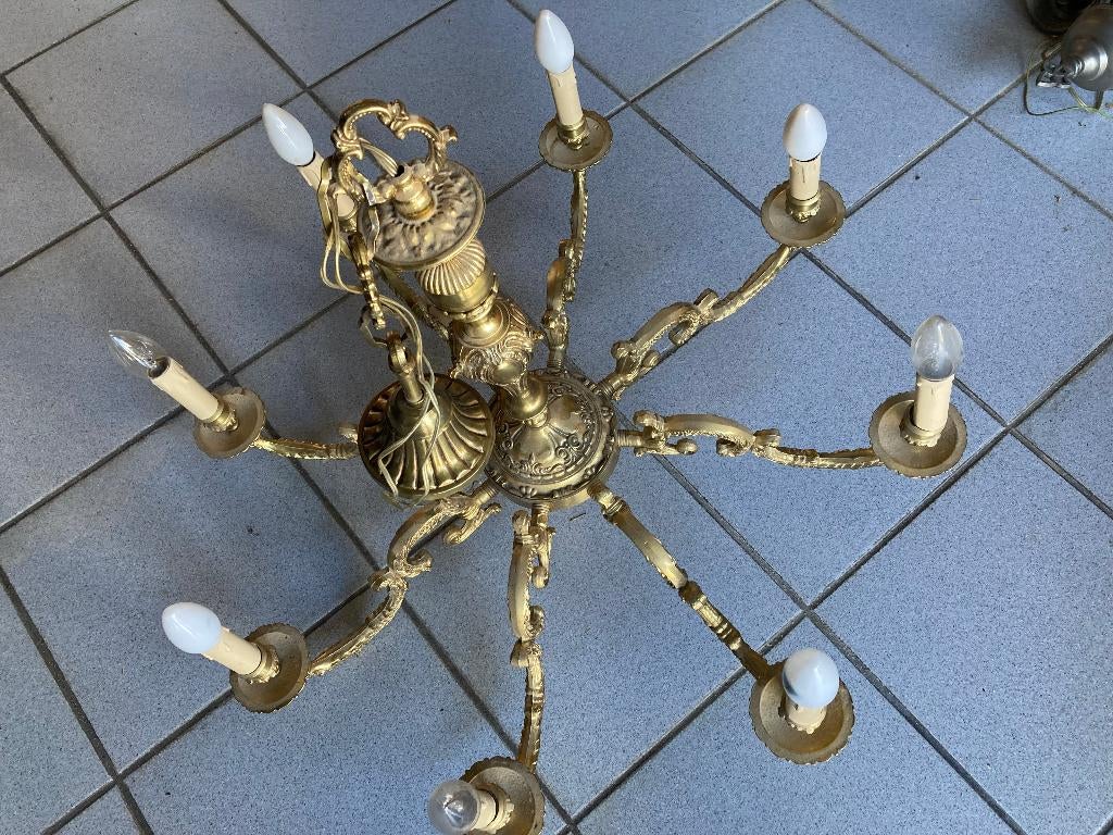 Zware bronzen luchter, Ophalen, Gebruikt