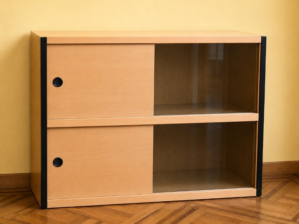 Meuble Kewlox Vintage bois/noir avec portes vitrées, 25 à 50 cm, Moins de 100 cm, Autres matériaux, Enlèvement