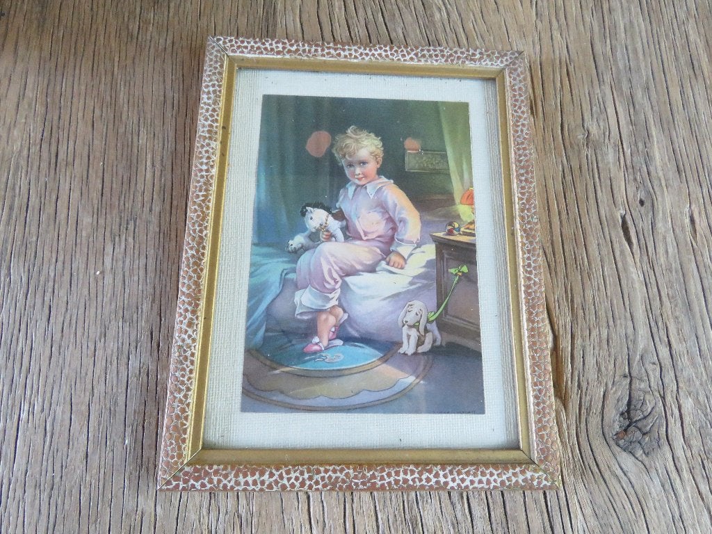 Cadre vintage imprimé pour enfant dans la chambre ,  1960, Antiquités & Art, Enlèvement ou Envoi