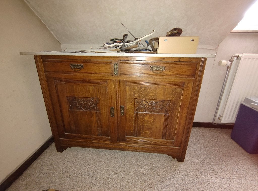 Commode marbre/bois vintage, Moins de 100 cm, 100 à 150 cm, Enlèvement, Utilisé