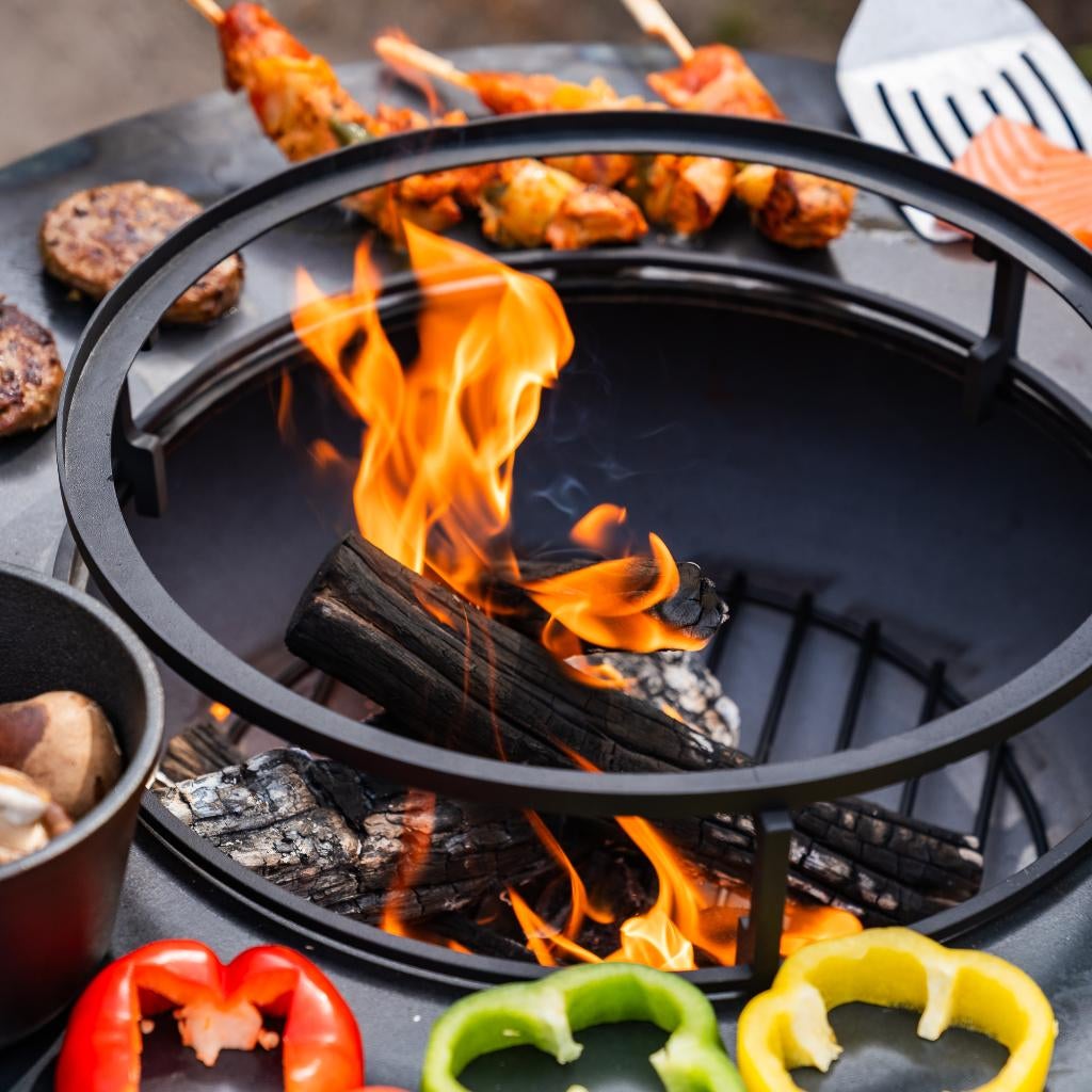 bbq Plancha Camarada Blackline met wielen en houtopslag NW, Ophalen of Verzenden, Nieuw, RJRoyal Living, Met accessoires