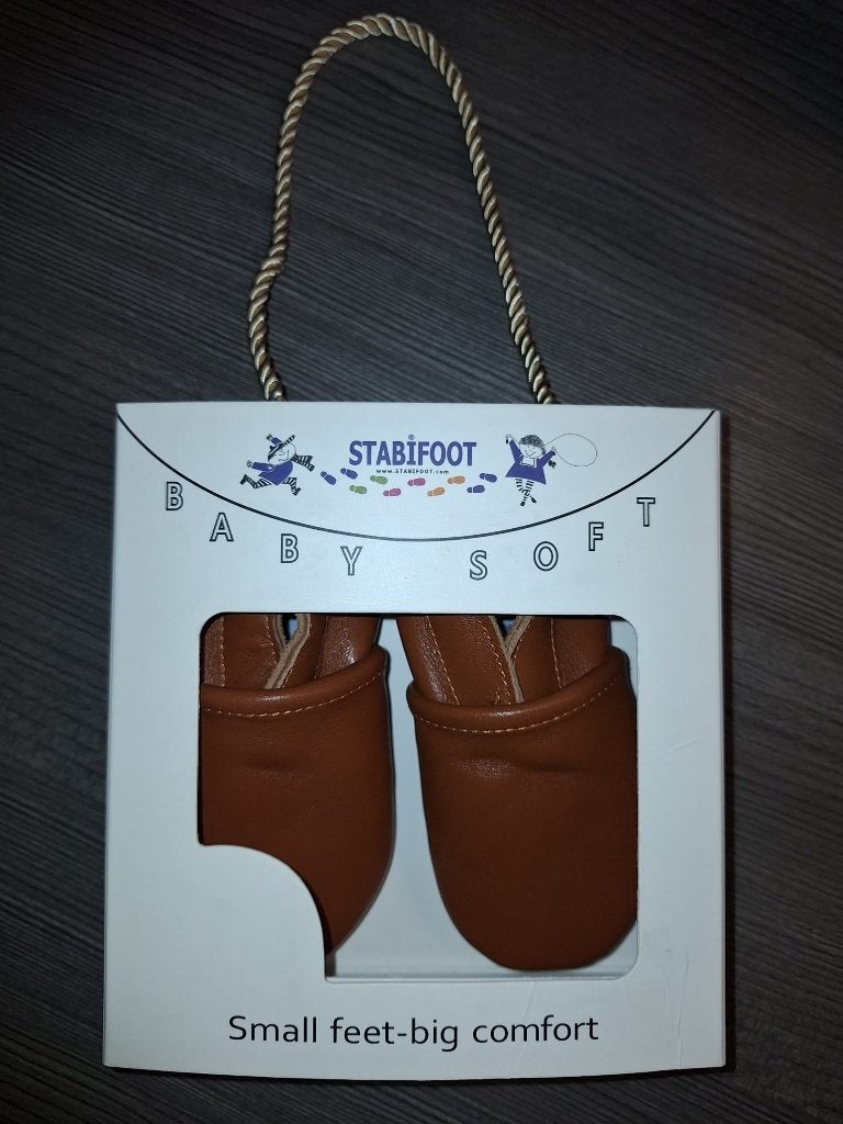 Stabifoot baby slofjes soft cognac nieuw: 0-3 jaar, Kinderen en Baby's, Babykleding | Schoentjes en Sokjes, Ophalen, Slofjes, Nieuw