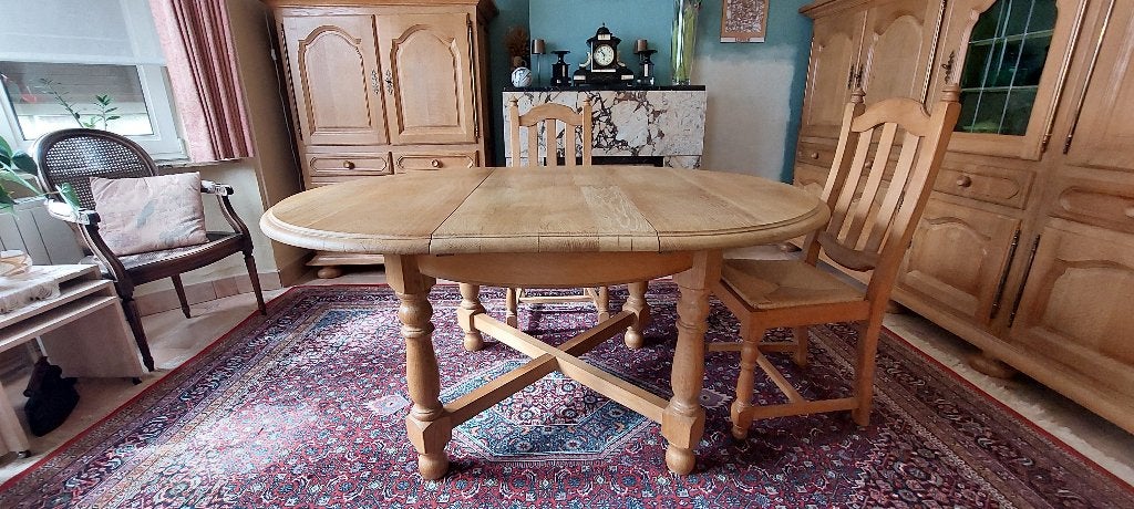 Massief eiken eetkamer Struelens, Huis en Inrichting, Ophalen, Gebruikt, Massief klassiek, 4 tot 6 stoelen