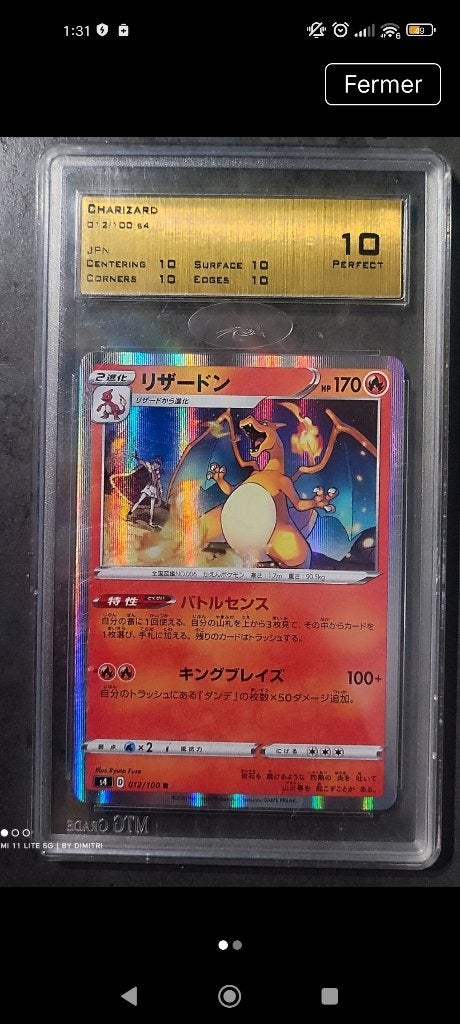 Charizard / Dracaufeu JPN S4 012/100 R - MTG Grade 10, Enlèvement ou Envoi