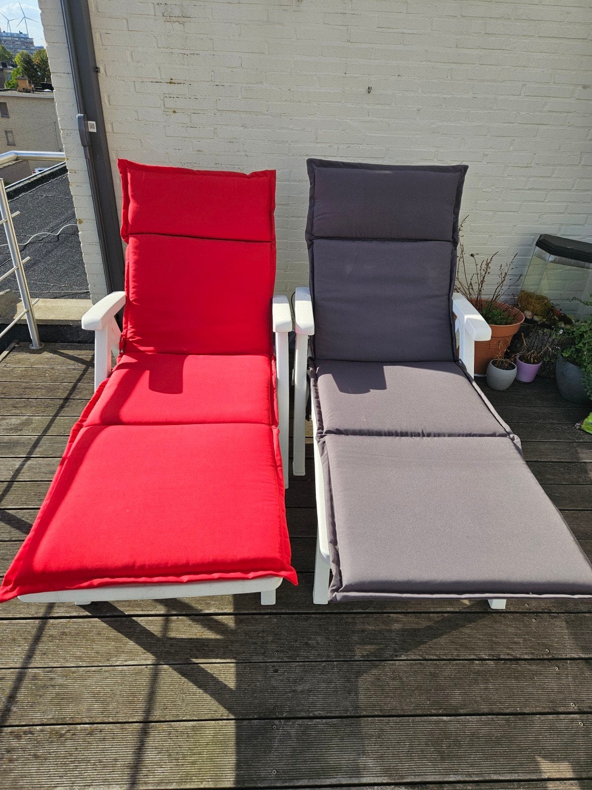 opvouwbare ligbedden met kussen te koop, Tuin en Terras, Ophalen, Zo goed als nieuw, Kunststof, Inklapbaar