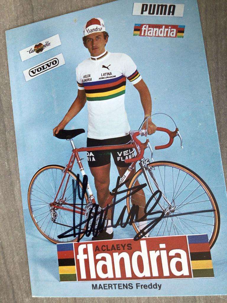 Wielerkaart wk 1976 team flandria freddy maertens signe, Envoi, Comme neuf